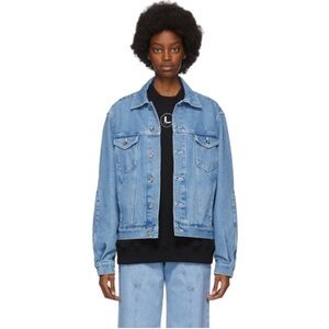 Lourdes Women’s Blue Denim Logo Jacket Size8 Medium Logo  $898 Made in Italy New